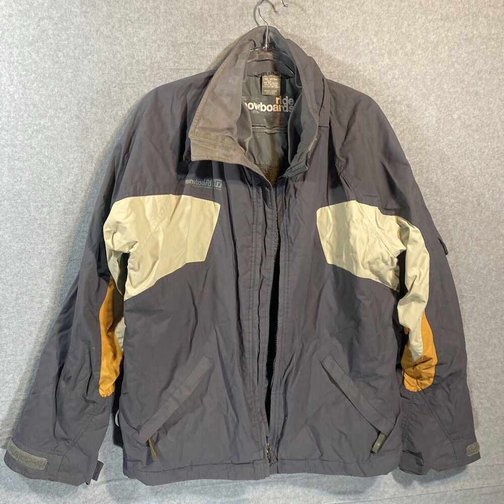 RIDE Snow Jacket Snowboard Ski Fleece-lined WATERPROOF Grey MEN'S M; Zip broken